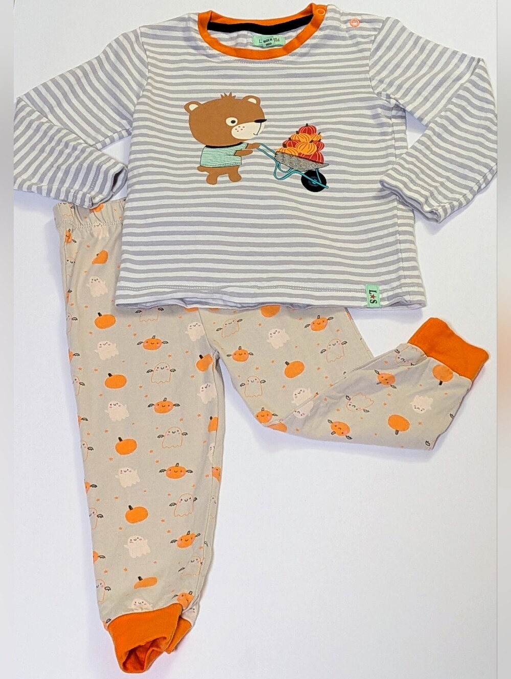 LILLY + SID, Pumpkin And Ghost 2 Piece Set, Size 18-24 Months